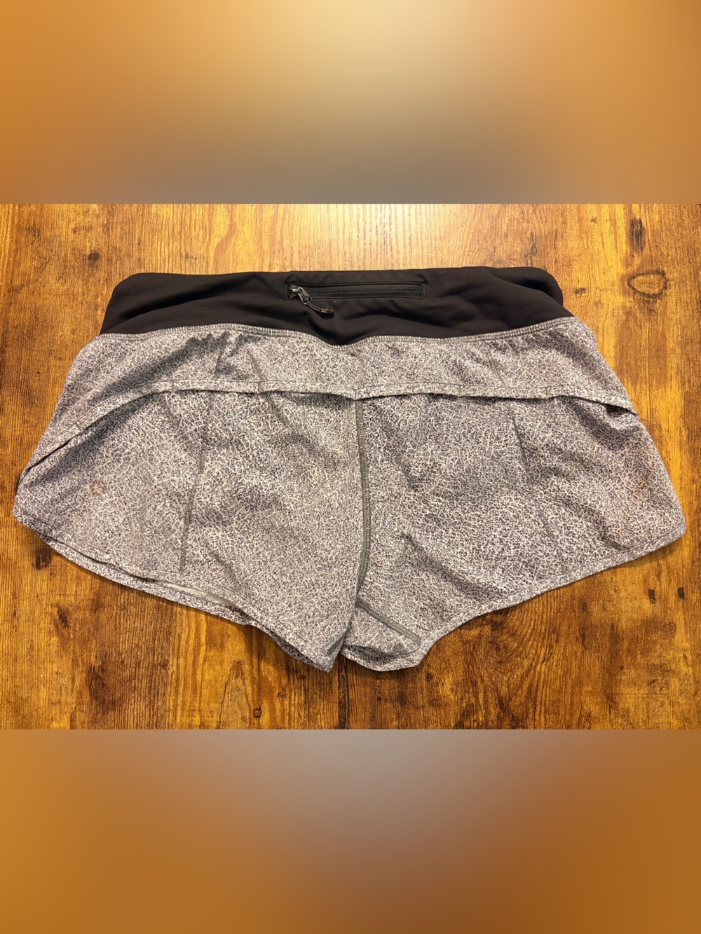 lululemon athletica Gray Speckled Athletic Shorts with Black Waistband